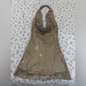 Zara Beige Halter Top with Subtle Shine